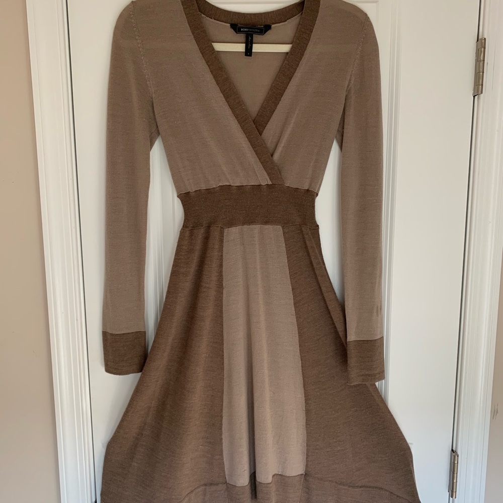 BGBG Wool dress. Side tail style hem.